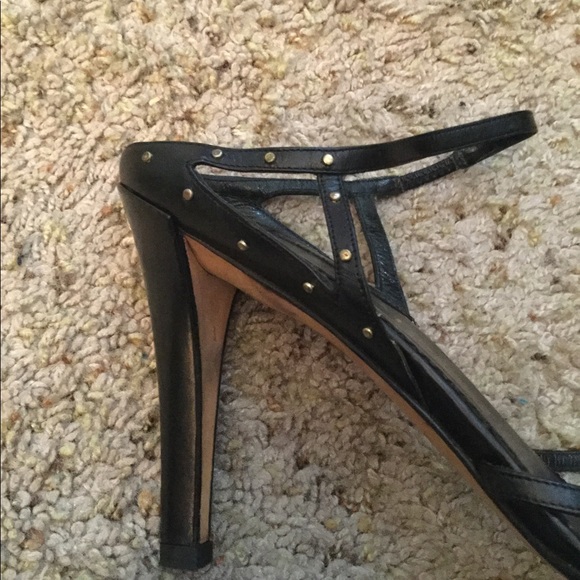 GUCCI STUDDED BLACK LEATHER STRAPPY HEELS SHOES SANDALS, 9 - Picture 5 of 9